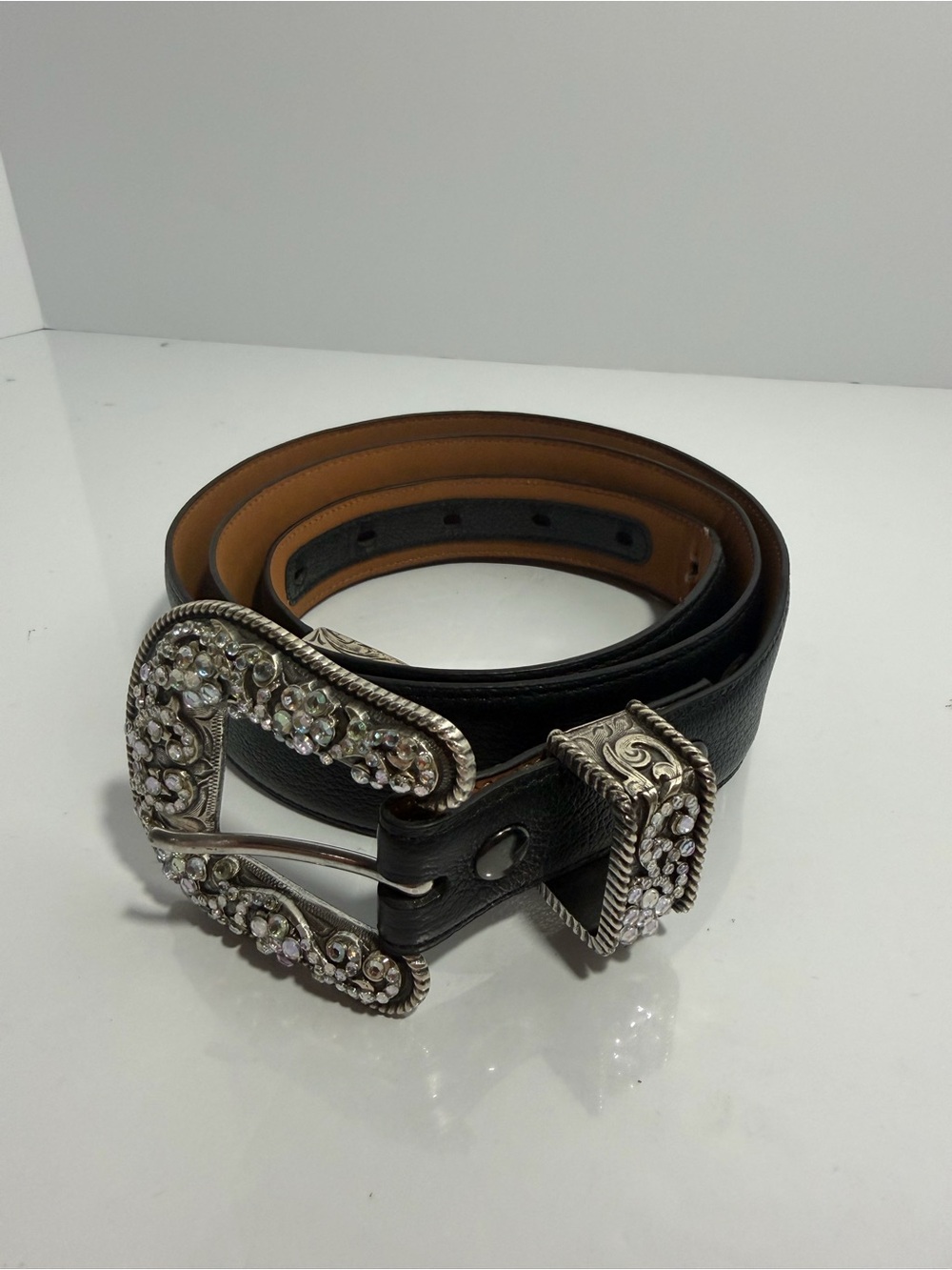 Ariat Rhinestone Filigree Belt Black & Brown Size 38/95